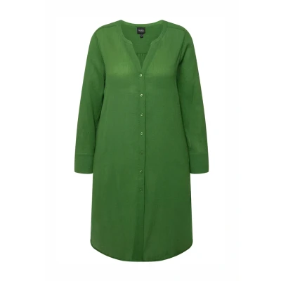 Abbildung von Ulla Popken Sheer Textured Longline Bluse, Damen, Größe: 42/44, Moss green