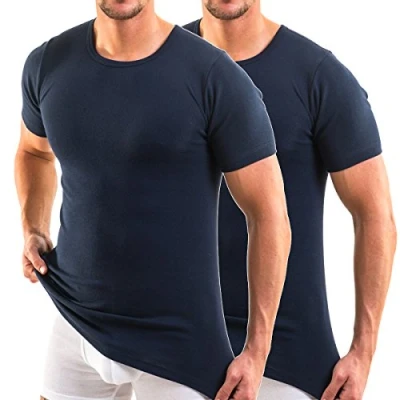 Abbildung von HERMKO 3840 2er Pack Herren Kurzarm Shirt (Weitere Farben), 100% Bio Baumwolle, Größe:D 10 = EU 4XL, Farbe:Marine