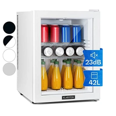 Abbildung von Klarstein Kühlschrank, Mini Kühlschrank mit Glastüre, für Getränke, Snacks &amp; Kosmetik, Klein Leise, Verstellbare Ablagen, Kleiner Skincare 12 18C, 42L