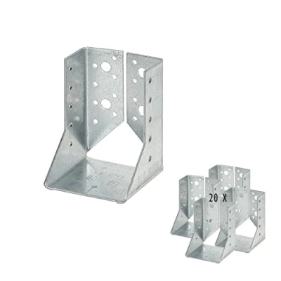 Abbildung von 20 x siwitec Balkenschuh Typ B 100 140 mm, Sendzimir Verzinkt, CE Kennzeichnung, Materialstärke 2mm, Witterungsbeständiger Holzverbinder, Pfostenschuhe, Balkenverbinder