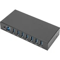 Abbildung von DIGITUS USB Hub 7 Ports 7X A 3.0 5 Gbit/s SuperSpeed 15 kV ESD Schutz Hutschienenmontage Metallgehäuse Industrial Serie Schwarz