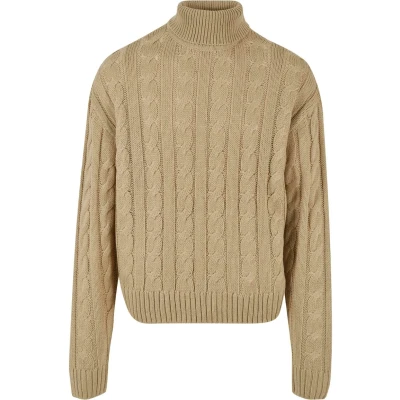 Abbildung von Urban Classics BOXY ROLL NECK Strickpullover, Herren, Größe: Large, Wetsand