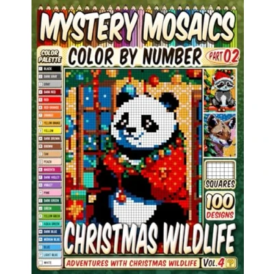Abbildung von Christmas Wildlife Mystery Mosaics Color by Number Vol 4: 100 Pixel Art Adventures with