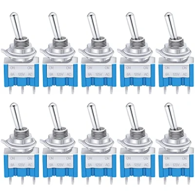 Abbildung von Taiss / 10 Stücke Blau Mini Kippschalter EIN/AUS/EIN 3 Position SPDT 3Pin MTS 103