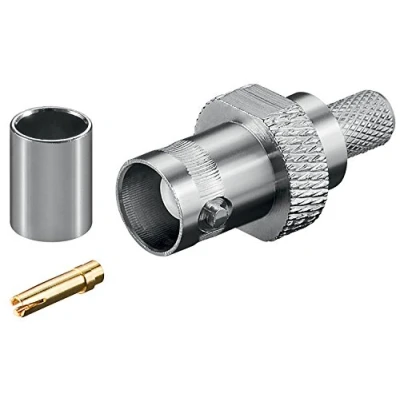 Abbildung von Goobay 11358 BNC Crimpkupplung mit Gold Pin für RG 59/U Kabel Silber