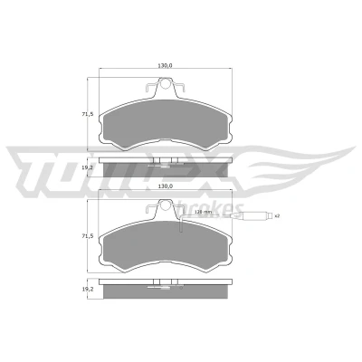 Abbildung von TOMEX brakes TX 10 46 Bremsbelagsatz Vorderachse mit integriertem Verschleißwarnkontakt FIAT: Ducato I Kastenwagen, Pritsche/Fahrgestell