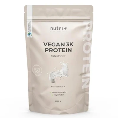 Abbildung von Nutri + Veganes Eiweißpulver Neutral ohne Süßungsmittel Zucker mit 85% Eiweiß Vegan Protein Pulver 1 kg ungesüßt Natural Proteinpulver