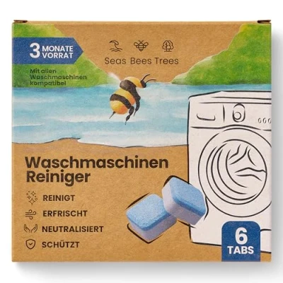Abbildung von Seas Bees Trees Waschmaschinenreiniger 3 Monatsvorrat, Waschmaschinen Reiniger mit 6 Tabs, entfernt Gerüche, Kalk und Ablagerungen gründlich, Entkalker für alle