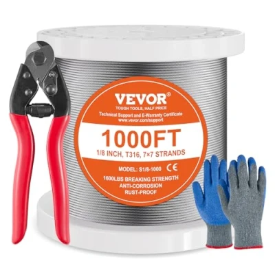Abbildung von VEVOR Stahlseil Drahtseil Seil Draht Rostfrei Ф3,18mmx305m 7,1kN 7x7 Litzen
