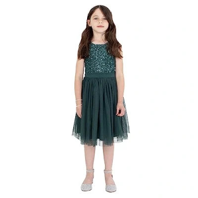 Abbildung von Maya Deluxe Mädchen^Mädchen Paillettenverziertes Hochzeit und Geburtstag Festlich mit Bandschleife Brautjungfernkleid Kleid, Emerald Green, 5 Years