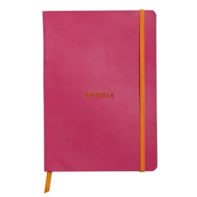 Abbildung von Rhodia 117412C Notizheft (mit weichem Umschlag, liniert, 80 Blatt, DIN A5, 14,8 x 21 cm) 1 Stück himbeer