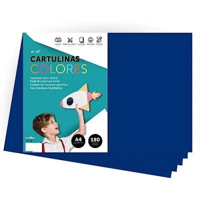 Abbildung von Farbkarton, A4 intensive Farben, 180 g, für Bastelarbeiten, Drucken Sie Ihre Dokumente und kreativen Designs, Farbfolien · m office (100 Blatt, Dunkelblau)