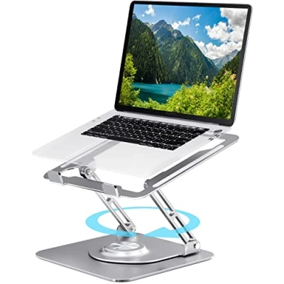 Abbildung von Laptop Ständer für Schreibtisch 360Drehbarer Sockel, Ergonomischer Laptopständer aus Aluminium den , Kompatibel mit MacBook Air/Pro und Anderen 10 17&quot; Halterung（Silber）
