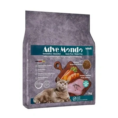 Abbildung von Mondo Adult Cat: Trockenfutter für ausgewachsene Katzen Aller Rassen getreidefrei glutenfrei Geflügel mit Gemüse Sensible Verdauung (1 kg)