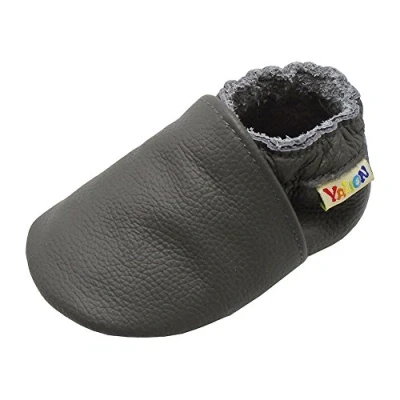 Abbildung von YALION Baby Weicher Leder Lauflernschuhe Krabbelschuhe Babyschuhe Babyhausschuhe(Grau,EU 25/26=XXL)
