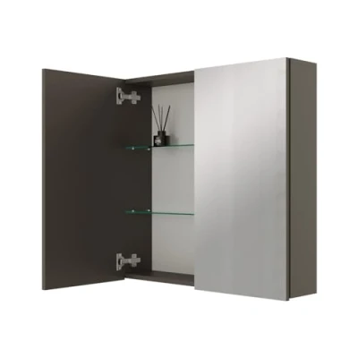 Abbildung von Planetmöbel ARIA Spiegelschrank Bad 70 cm breit Badschrank hängend mit Spiegel Anthrazit, ohne Leuchte und Steckdose, Gäste WC x 16
