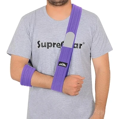 Abbildung von supregear Armschlinge, Verstellbar Leicht Komfortabel Schulterschlinge, Atmungsaktiv, Medizinische Schulterstütze für Verletzten Arm/Hand/Ellenbogen, Violett