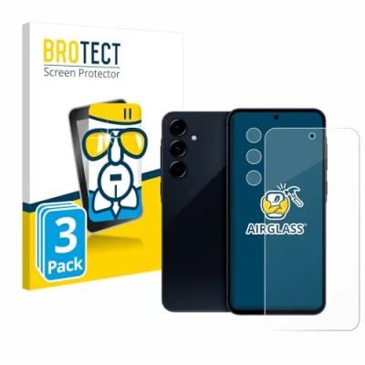 Abbildung von BROTECT Schutzglas für Samsung Galaxy A35 5G (Display+Kamera) (3 Stück) Schutzfolie Panzer Folie Glas [Extrem Kratzfest 9H, Anti Fingerprint,
