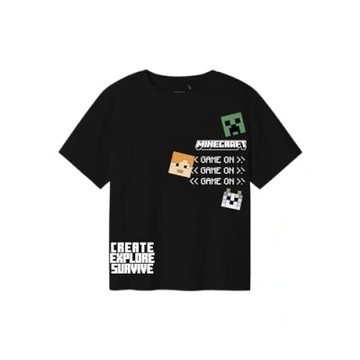 Abbildung von Name it Nkmjafar Minecraft Tshirt print für Kinder, Größe: 116, Black