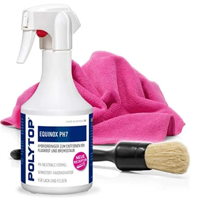 Abbildung von detailmate POLYTOP Felgenreinigungsset: Equinox PH7 500ml + ValetPRO Large Sash Brush No. 16 Mikrofasertuch 320GSM