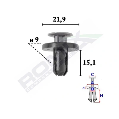 Abbildung von ROMIX C70622 Clip, Zier /Schutzleiste TOYOTA: RAV4 III SUV, Auris Schrägheck, Hiace 4 Bus