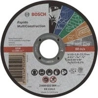 Abbildung von Bosch Professional 1x Trennscheibe Gerade Rapido Multi Construction (für Stein, Kunststoff, Metall, ACS 60 V BF, Ø 115 mm, 1.0 Zubehör Winkelschleifer)