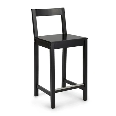 Abbildung von Amazon Basics Barhocker aus Holz mit Rückenlehne, schwarz, 1 Stück