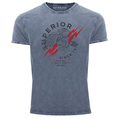 Abbildung von Neverless Vintage Superior EAGL Tshirt print, Herren, Größe: Medium, Blau
