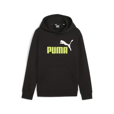 Abbildung von Puma BIG LOGO Hoodie Unisex Kapuzenpullover für Kinder, Größe: 176, Black/lime sheen