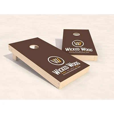 Abbildung von Cornhole Set 120 x 60 cm Wicked Wood Offizielle ACL Empfehlung Enthält 2 4 Taschen Für Outdoor (Brown Design)