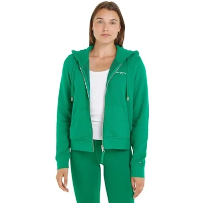 Abbildung von Tommy Hilfiger 1985 MINI ZIP Hoodie Sweatjacke, Damen, Größe: Small, Olympic green
