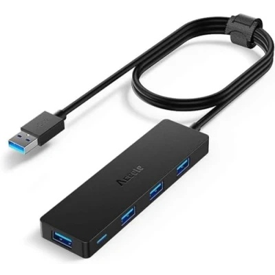 Abbildung von Aceele USB Hub 3.0 mit verlängertem 120cm Kabel, Ultra dünn auf 4 verlängerung, kompatibel Desktop Computer, MacBook Pro/Air, iMac,Surface Pro,PS und weiteren Laptops