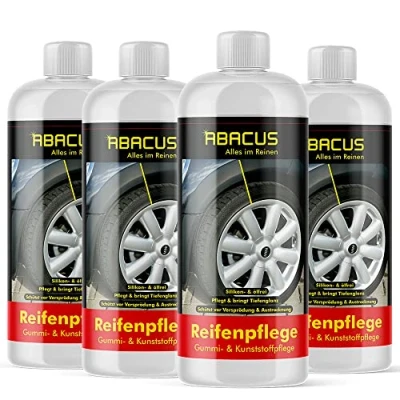 Abbildung von ABACUS® Kunststoffpflege und Gummipflege silikonfrei 4X 500 ml (7739.4) Farbauffrischung Reifenpflege