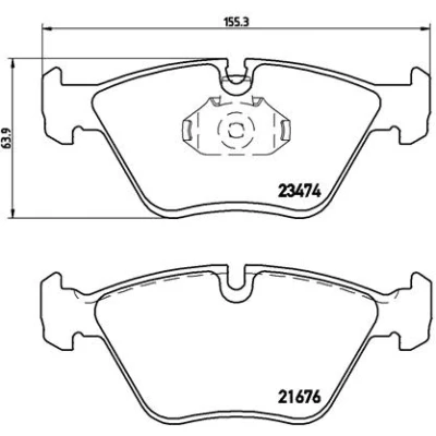 Abbildung von BREMBO P 06 042 Bremsbelagsatz für Verschleißwarnanzeiger vorbereitet mit Kolbenclip ohne Zubehör BMW: Z4 Coupe, 3 Z3 Roadster