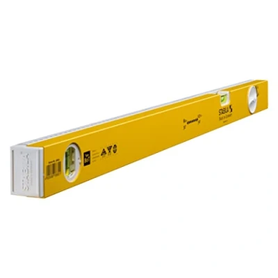Abbildung von STABILA Teleskop Wasserwaage Type 80 T, 80127 cm, Alu Profil mit Teleskopsystem, 1 Horizontal Libelle, Vertikal integrierte Rutsch Stopper, Made in Germany, Gelb