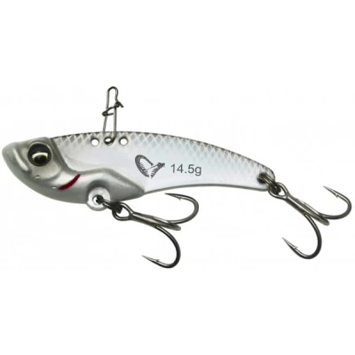Abbildung von Savage Gear Vib Blade Langes Wurfblatt mit Vibrations und Blinkfunktion, ideal für Barsch, Hecht Zander im Süß Salzwasser, Ultra scharfe Dreifachhaken perlweiß 4,5 cm