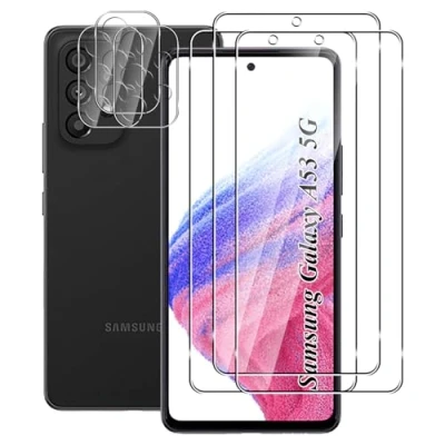 Abbildung von FWKDWHPH [3+3 Stück Temperglas Schutzfolie für Samsung Galaxy A53 5G Panzerglas und Kamera Schutzfolie,9H Härte,kratzfest,blasenfrei,HD Displayschutz