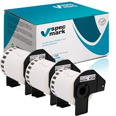 Abbildung von specmark 3 Rollen Endlosetiketten kompatibel mit Brother DK 22212 62mm x 15,24m Etiketten für allen QL Etikettendruckern 570 700 800