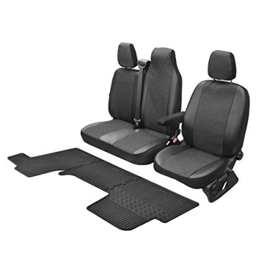 Abbildung von Passgenaue Sitzbezüge Viva und Gummifußmatten kompatibel mit Renault Master IV ab 2011 EIN Set