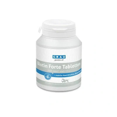 Abbildung von GRAU das Original Biotin Forte Tabletten, geschmeidiges Fell und starke Krallen für Hunde Katzen, 1er Pack (1 x 100 Stück), Ergänzungsfuttermittel