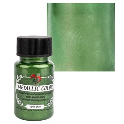Abbildung von Ideen mit Herz Metallic Color Farbe hochwertige Acrylfarbe in Premium Qualität edlem Glanz und hoher Farbpigmentierung 50 ml (grasgrün)