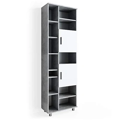 Abbildung von Vicco Hochschrank Ilias, Beton/Weiß, 60 x 190 cm Drehbar