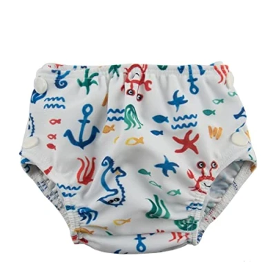 Abbildung von Popolini Badewindel Croco Blu ideal für Badeausflug und Babyschwimmen (L 8 15 kg)