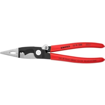 Abbildung von KNIPEX Elektro Installationszange mit Kunststoff überzogen schwarz atramentiert 200 mm 13 91