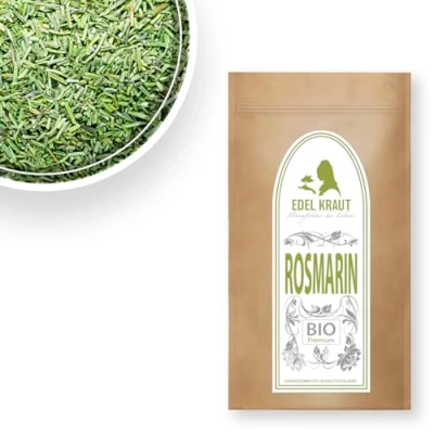 Abbildung von Rosmarin getrocknet BIO 100g EDEL KRAUT 100% naturreiner geschnitten frei von jeglichen Zusatzstoffen organic rosemary Tee oder Premium Gewürz für Salate, Fleisch ...