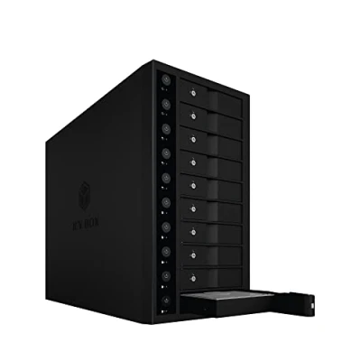 Abbildung von ICY BOX Type C oder A USB 3.1 Gen 2 Externes Single System für 10x 3,5 Sata Laufwerke, EasySwap, 140 mm Lüfter, Super Kühlung, IB 3810 C31