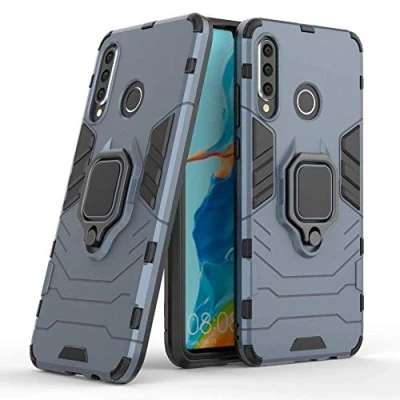 Abbildung von cofi1453 Ring Armor Kickstand Schutzhülle Bumper kompatibel mit Samsung Galaxy A70 (A705F) Silikon Hard Case Hülle Zubehör Tasche Blau