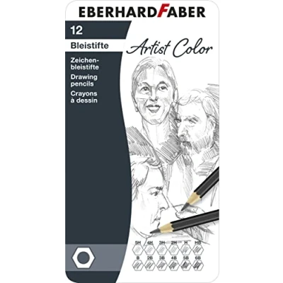 Abbildung von Eberhard Faber 516913 Bleistifte Set Artist Color, 12 Zeichenbleistifte im Metalletui