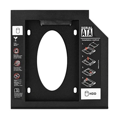 Abbildung von 2,5 Zoll SATA I/II/III SSD Einbaurahmen,HDD Zweikanal Gehäuse Rahmen 2,5,Unterstützung Festplatte CD ROM,Caddy Optischer DVD Adapter für Laptop