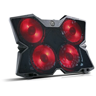 Abbildung von SKGAMES Notebook Laptop Kühler Gamer Kühlpad Ständer Kühlmatte Cooler Cooling Pad Unterlage für 10 17 Zoll, 4 x LED Lüfter, Schwarz